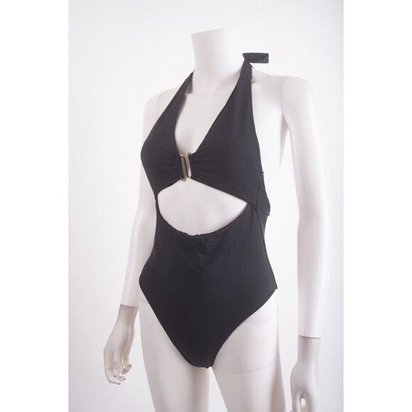 Zara Womens Swim Bathing Suit 1 Piece Black Halter Cut out S Small 2910/014 NWT - Picture 3 of 6